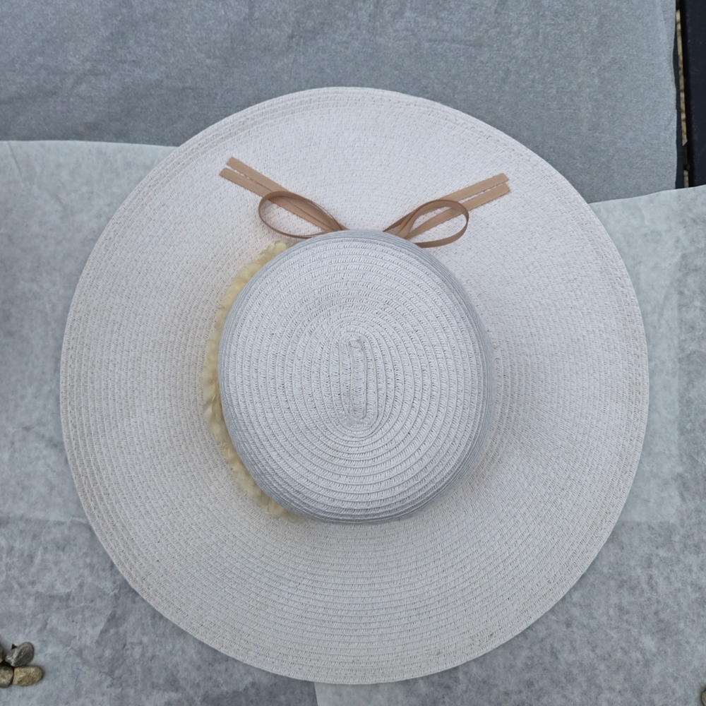 August Hats Wide Brim Hat Elegant Whimsical Woven 100% Paper - Picture 5 of 10